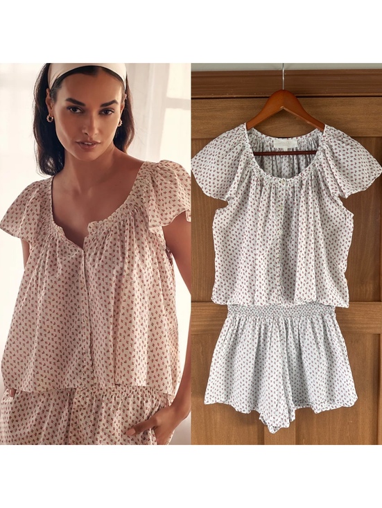 THE GREAT. Other - Women’s White Floral Ruffled Sleep Set